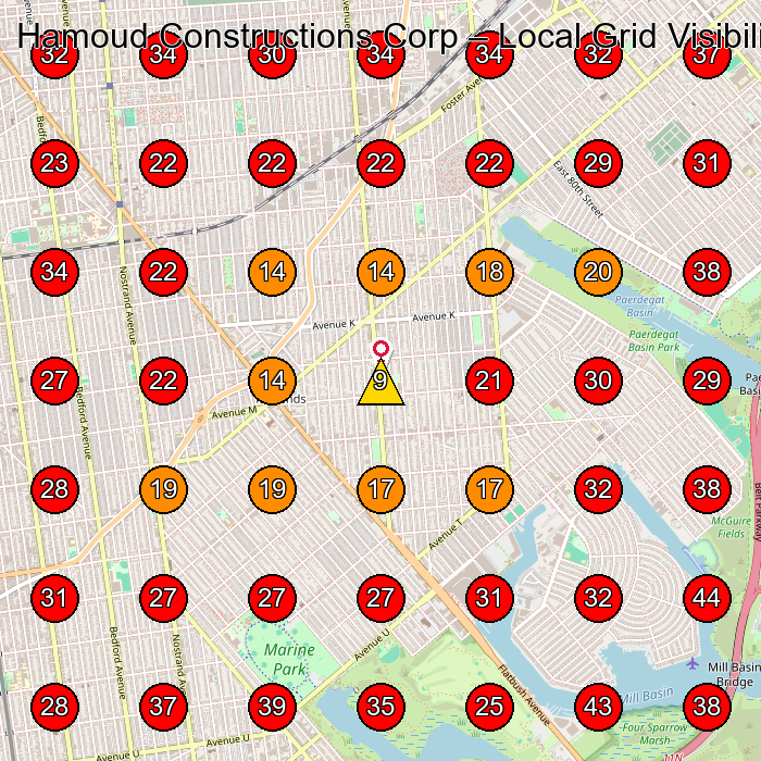 Hamoud Constructions Corp GeoGrid visibility map for General Contractor in Brooklyn
